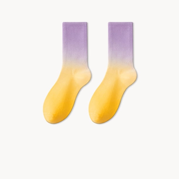 Calcetines unisex degradados de media pantorrilla, calcetines deportivos coloridos para mujer, calcetines de nailon