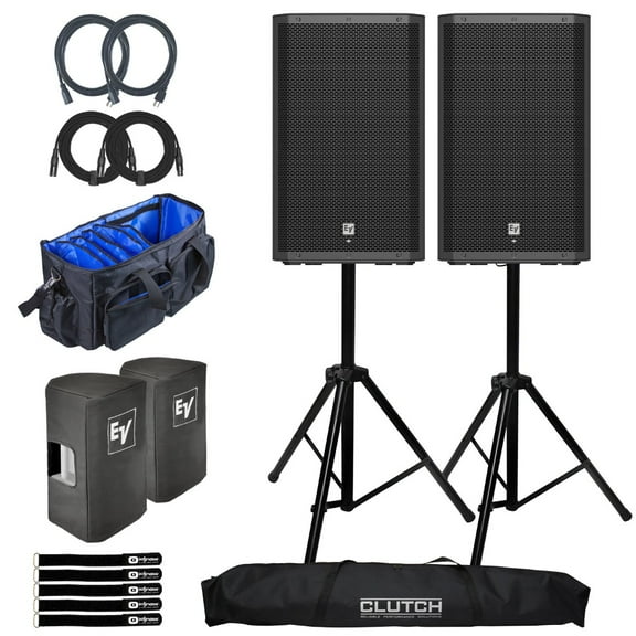 Electro-Voice ZLX-15P-G2-US 15" 2-Way Powered Speaker 2-Pack with Covers & Stands Package