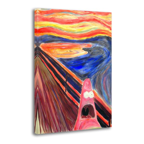 Van Gogh Screaming Patrick Star Cartoon Picture Print Canvas Poster Wall Paint Art Posters Decor Modern Home Artworks Gift 12x18inch(30x45cm)