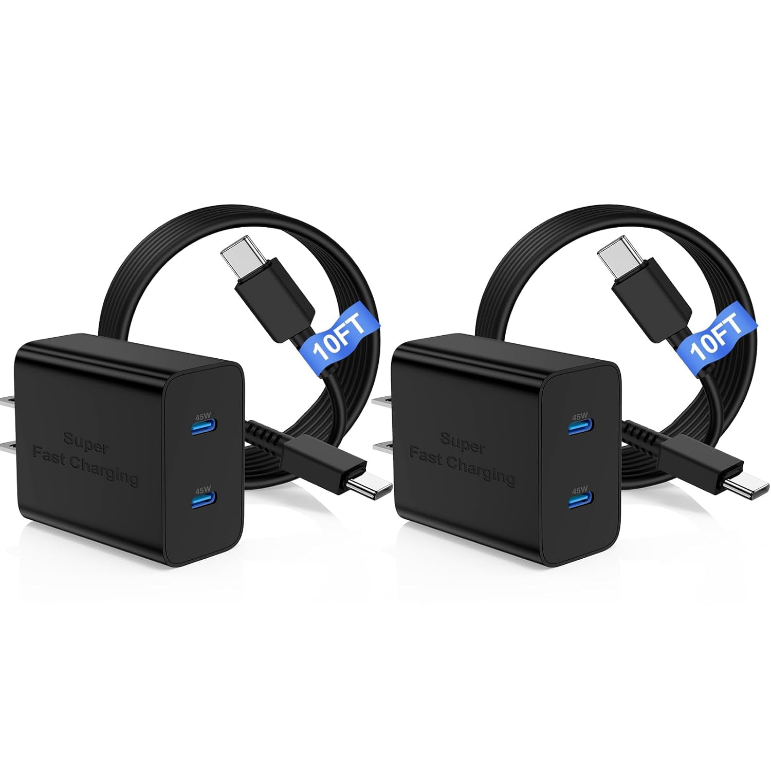 RGHJAR-45W Dual Port Super Fast Charger with Long USB C to C Cable 10ft,Type C Wall Charger Block and Android Phone Charging Cord for Samsung Galaxy S26 Plus/S25 Ultra/S25+/S24+/S23+/S22+/S21/S20/Not