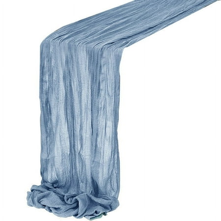 

Cheesecloth Table Runner Boho Gauze Cheese Cloth Table Runner Rustic Sheer Runner Long for Wedding Blue 4Pcs