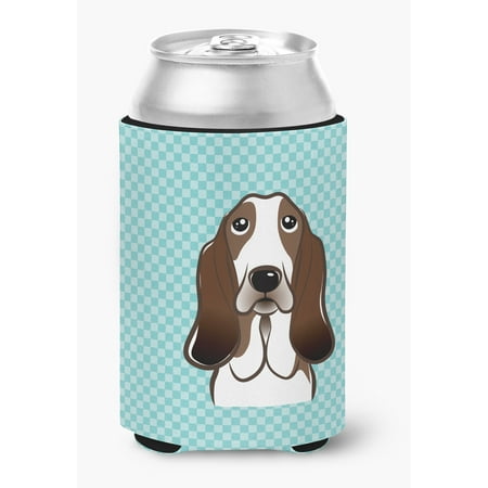 

Checkerboard Blue Basset Hound Can or Bottle Hugger
