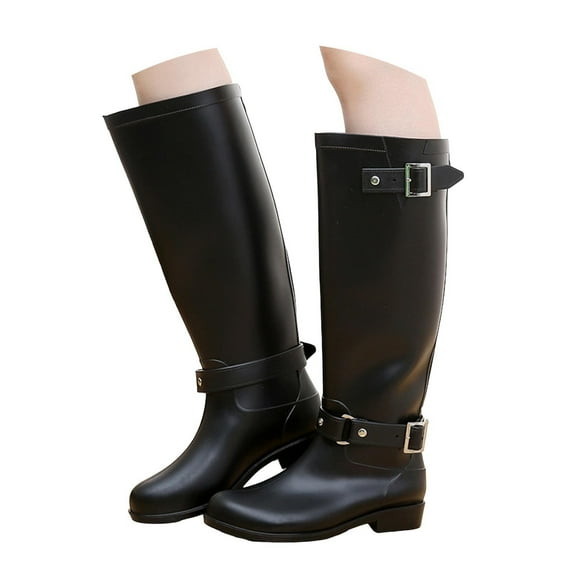 Women's Knee High Rain Boots Fashion Waterproof Tall Rubber Rainboots Anti-Slip Garden Shoes for Women