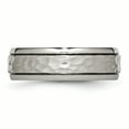 thumbnail image 3 of Titanium 7mm Grooved Edge Hammered and Polished Band Size 7, 3 of 6