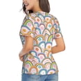 thumbnail image 3 of Honeii Rainbow Flowers Print Women's Classic V-Neck T-Shirt,Womens Fashion Tops,Stylish Everyday Top for Women, Casual Summer Spring Outfits Clothes-Medium, 3 of 5
