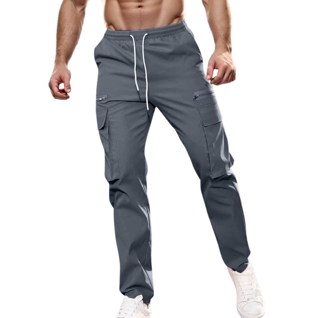 Men's Cargo Pants Relaxed Fit - Sport Pants Jogger Sweatpants, Drawstring Outdoor Trousers with Pockets