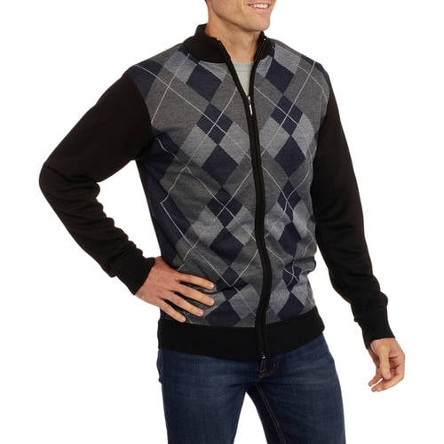 argyle zip up sweater