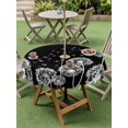 thumbnail image 4 of Outdoor Tablecloths with Umbrella Hole & Zipper, White Dandelion Round Tablecloth 54 Inch, Spring Flowers Botanical Vintage Black Waterproof Table Cloth, Patio/Pool/Picnic Table Covers, 4 of 8