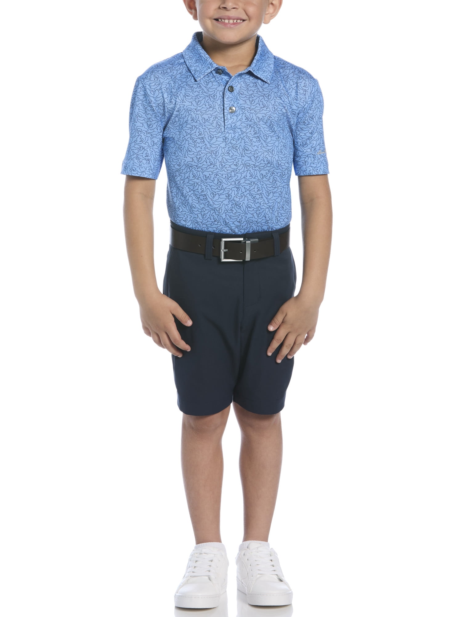 Ben Hogan Performance Boys Shark Print Short Sleeve Golf Polo Shirt, Sizes 4-18