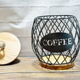 thumbnail image 3 of Coffee Pod Rack Holder, Large Capacity Coffee Capsule Storage Organizer with Wooden Base for Home & Office, Black Wire Design for Kitchen or Cafe, 3 of 7