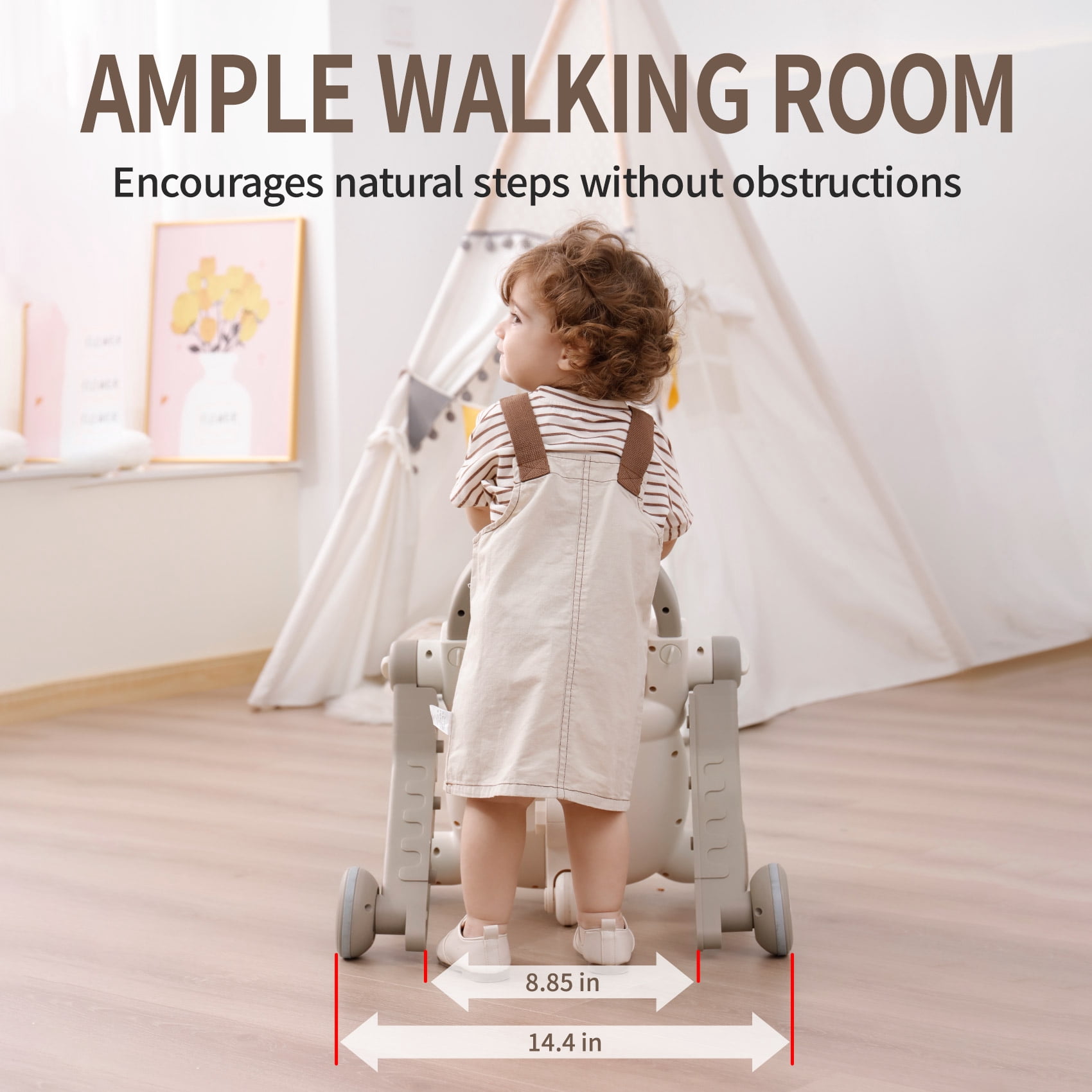 UNICOO® Beginner Steps Companion™ 3-in-1 Baby Sit to Stand Learning Walker, Early Learning Push Toys, Baby Push Walker, Sliding Bike & Push Car, Balance Scooter, Toddler 6-48 (Teddy Brown)