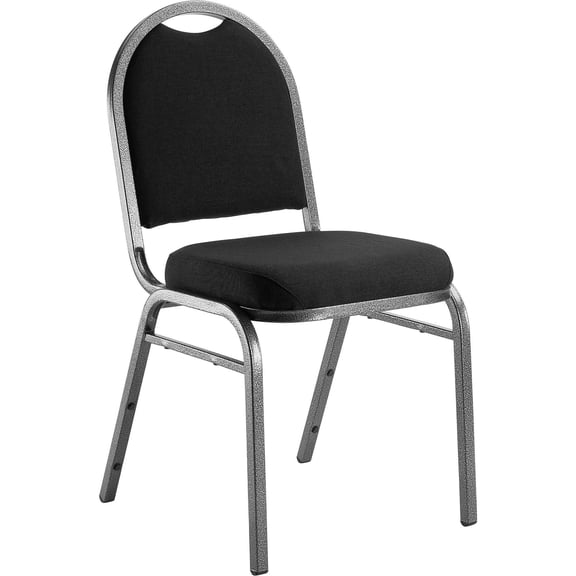 Pemberly Row 35" Metal and Fabric Stack Chair in Ebony Black/Silvervein