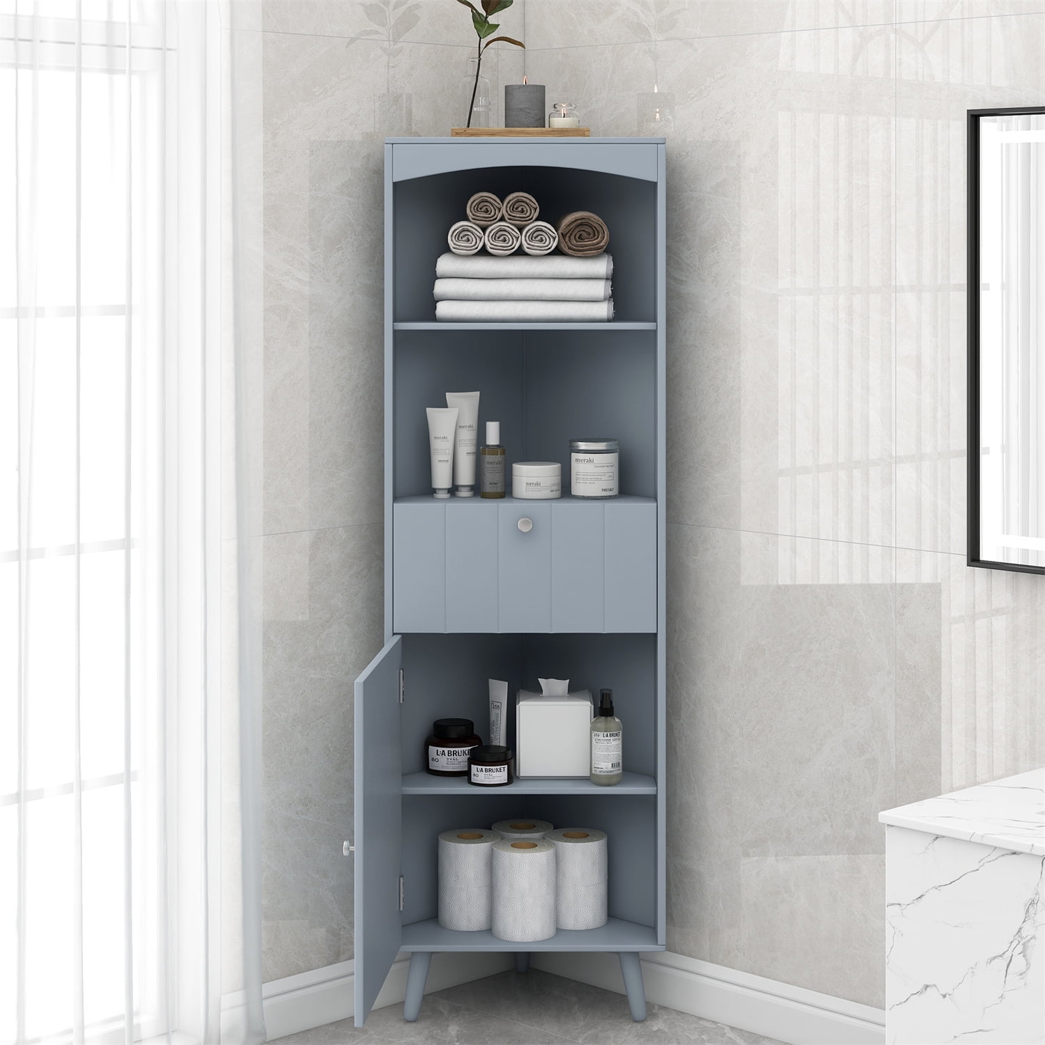Corner Storage Free Standing Corner with Open Shelves