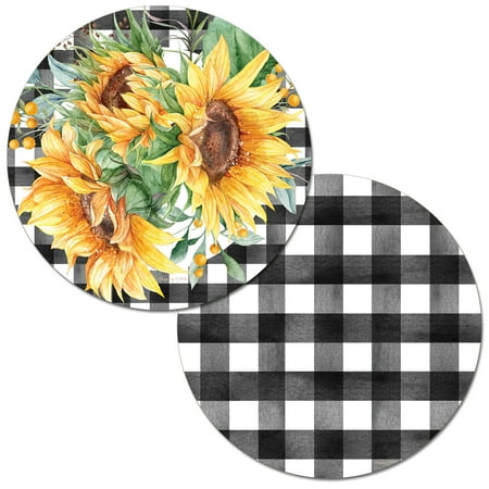 

CounterArt Sunflower Fields Reversible Round Tabletop Placemat Set of 4 Made in the USA