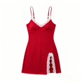 thumbnail image 4 of Qzwdhjm Womens Nightgown Lace Trim Spaghetti Strap Tank Nightgowns with Slit Side V Neck Sleeveless Dressy Casual Sleepdress, 4 of 6
