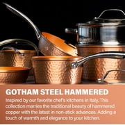 Gotham Steel Hammered 15 Pc Ceramic Pots and Pans Set Non stick, Ceramic Cookware Set with Utensils, Pots and Pans for Cooking, Non Toxic Pot and Pan Set, Kitchen Set, Oven/Dishwasher Safe, Copper