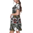 thumbnail image 2 of Daiia Robes pour Femmes à Imprimé de Crânes et Roses 2025 Robes Tendance à Manches Courtes Décontractées Amples et Fluides Maxi Robes de Soleil, 2 of 6