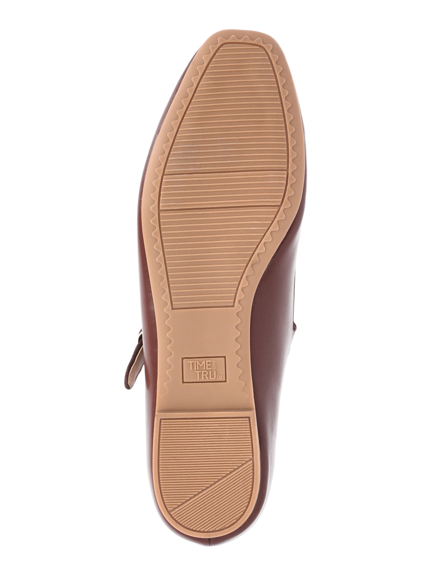 Time and Tru Women's Faux Leather Mary Jane Flats, Wide Width Available