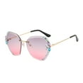 thumbnail image 1 of Sonducket Gafas de sol sin marco de PC para mujer, protección 400, cara ovalada, cara cuadrada, gafas de sol con diamantes de imitación, Type1 NO1, 1 of 6