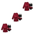 thumbnail image 2 of tssuouriy Pyjama Respirant et Confortable pour Femmes Ensemble de Pyjama Style Pyjama pour Femmes Bordeaux m 3Ensemble, 2 of 6