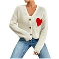 thumbnail image 1 of FAIWAD Cardigan à Broderie Graphique pour Femmes, Chandails à Manches Longues, Coupe Ample, Ouvert à l'Avant, Tricot Court, 1 of 8