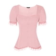 thumbnail image 1 of CAMISA VICTORIANA INSPIRADORA PARA MUJERES CON ESCOTE CORAZÓN Y MANGAS ABULLONADAS, BLUSA GÓTICA CON LACITOS PARA HALLOWEEN, TALLA XL, GRIS ROSA, 1 of 6