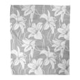 thumbnail image 1 of NUDECOR Flannel Throw Blanket Pattern White Lily Lilly Floral Flower Line Modern Silk Soft for Bed Sofa and Couch 50x60 Inches, 1 of 1