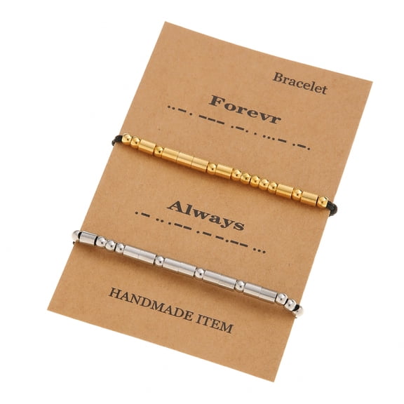 ROZYARD Pack of 2 Stainless Steel Morse Code Couple Bracelets Unique Rope Bracelet