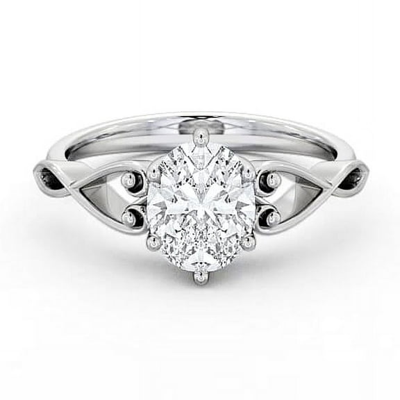 Ember Jewel Oval Cut 2.1 Ct Lab Created Diamond Engagement Ring - 14K White Gold Plated Heart Shaped Shank Ring - Unique Proposal Gift