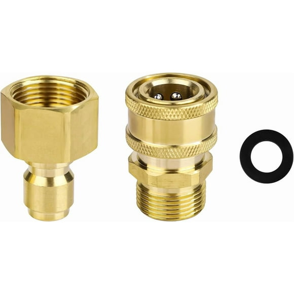 2pcs Pressure Washer Adapter Set, M22 15mm to 3/8" Quick Disconnect Kit Pressure Washer Quick Connect Connector Fittings Pressure Washer Parts Accessories for Power Washer Gun Hose Pump, 5000 PSI