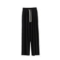 thumbnail image 2 of QUINDOS Pants for Women 2024 Wide Leg Long High Waisted Casual Trousers Cotton Striped Loose Pants with Pockets, 2 of 8