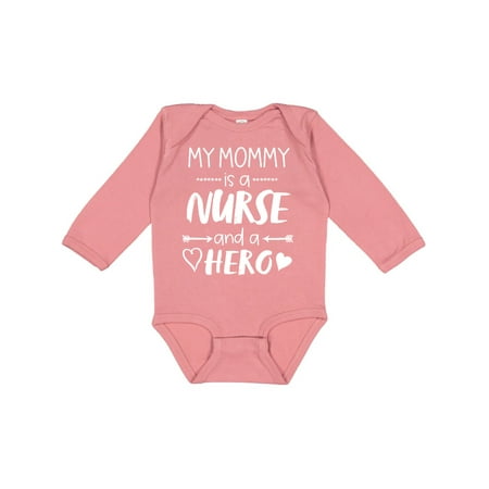 

Inktastic My Mommy is a Nurse and a Hero Boys or Girls Long Sleeve Baby Bodysuit