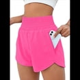 thumbnail image 1 of Pantalones Cortos Deportivos de Cintura Alta para Mujer, con Bolsillos, Elásticos, para Gimnasio. Rosa Roja M, 1 of 5