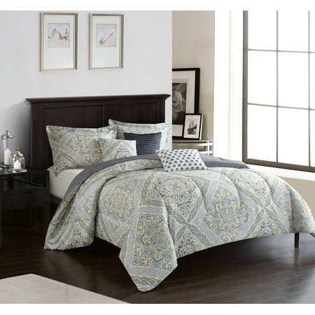 Casa 6 Piece Penelope Printed Reversible Comforter Set Walmart Com