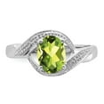 thumbnail image 5 of Sterling Silver Rhodium Peridot & Diamond Ring, 5 of 6