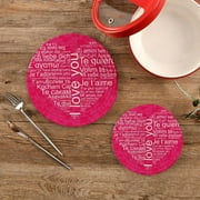 I Love You Valentine Potholders Set Trivets Set 100% Pure Cotton Thread Weave Hot Pot Holders Set of 2, Different Languages Stylish Coasters, Hot Pads, Hot Mats,Spoon Rest For Cooking and Baking