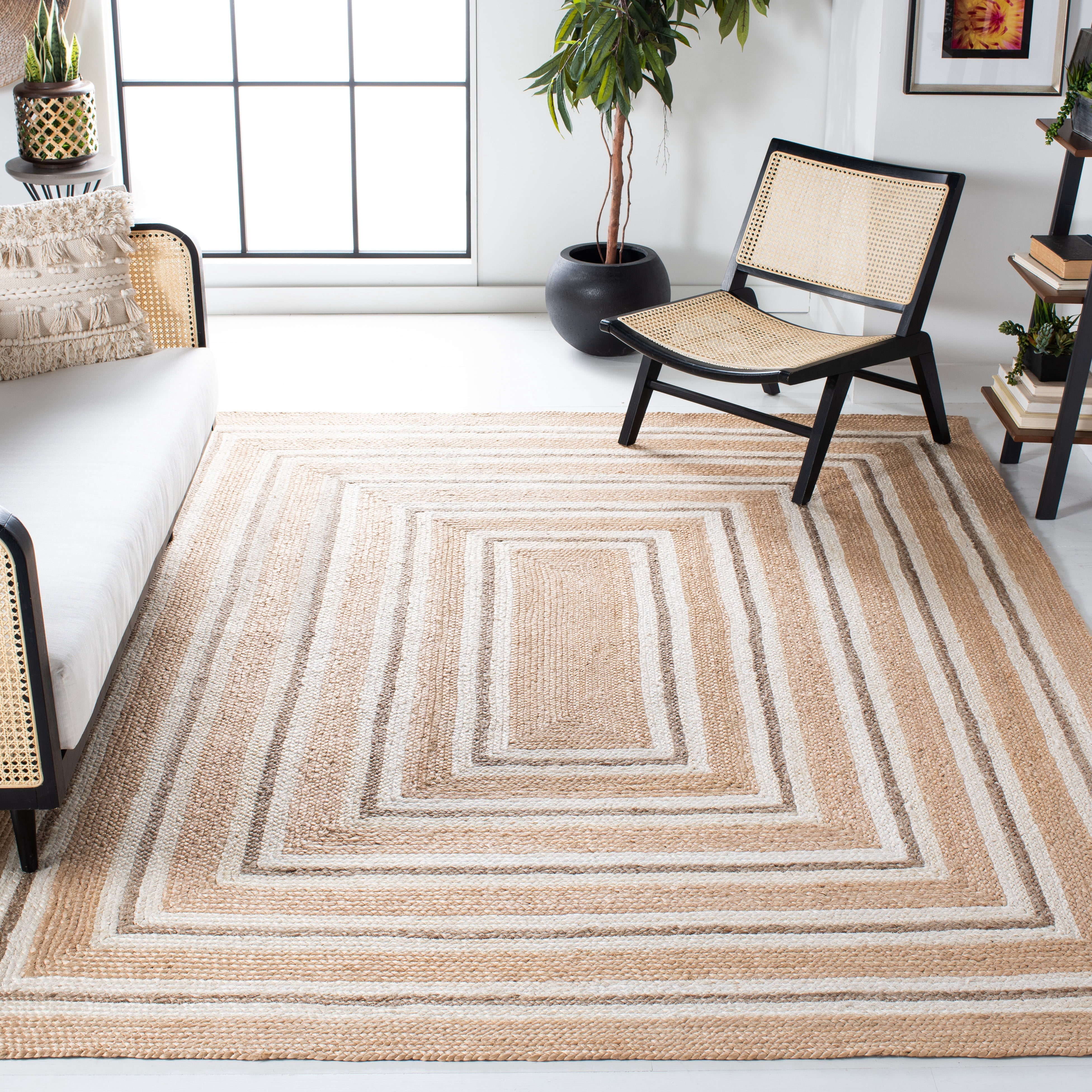 SAFAVIEH Natural Fiber Asia Geometric Area Rug, Natural/Ivory, 8' x 10'