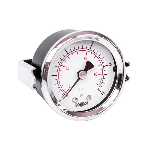 Pressure Gauge, 2" Steel Panel Mount Case, 15 psi/kPa, 1/4 NPT Back Conn