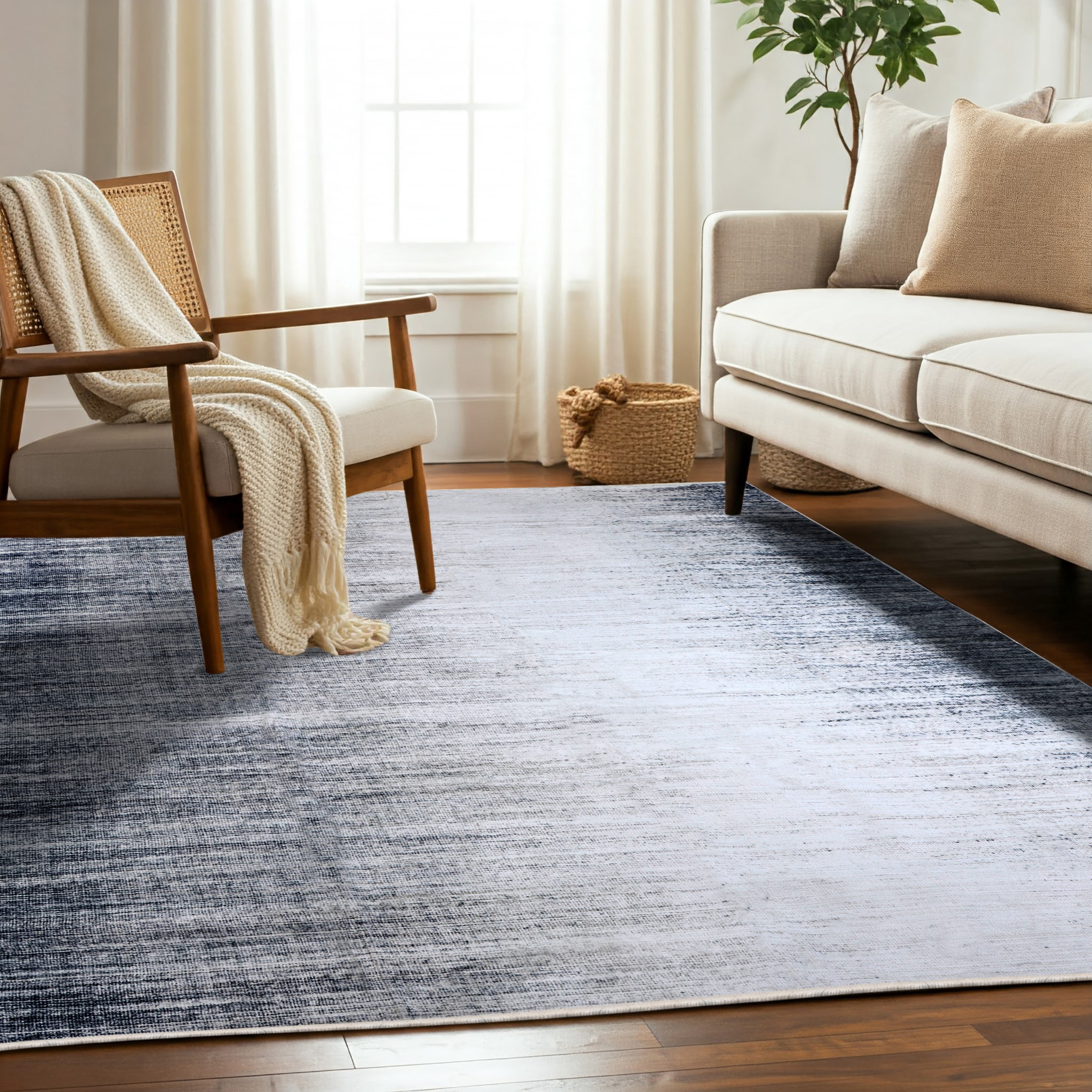 Delara 3'x5' Machine Washable Area Rug, Soft & Durable, Non-Slip, Stain Resistant, Emily, for Bedroom, Living & Dining Room