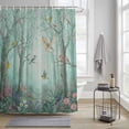 Botanical Shower Curtain for Bathroom, Spring Watercolor Trees Mystic ...