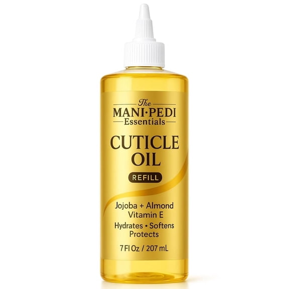 The Mani Pedi Essentials All Natural Cuticle Oil with Jojoba Oil and Vitamin E and Sweet Almond Oil, 7 fl oz Bottle