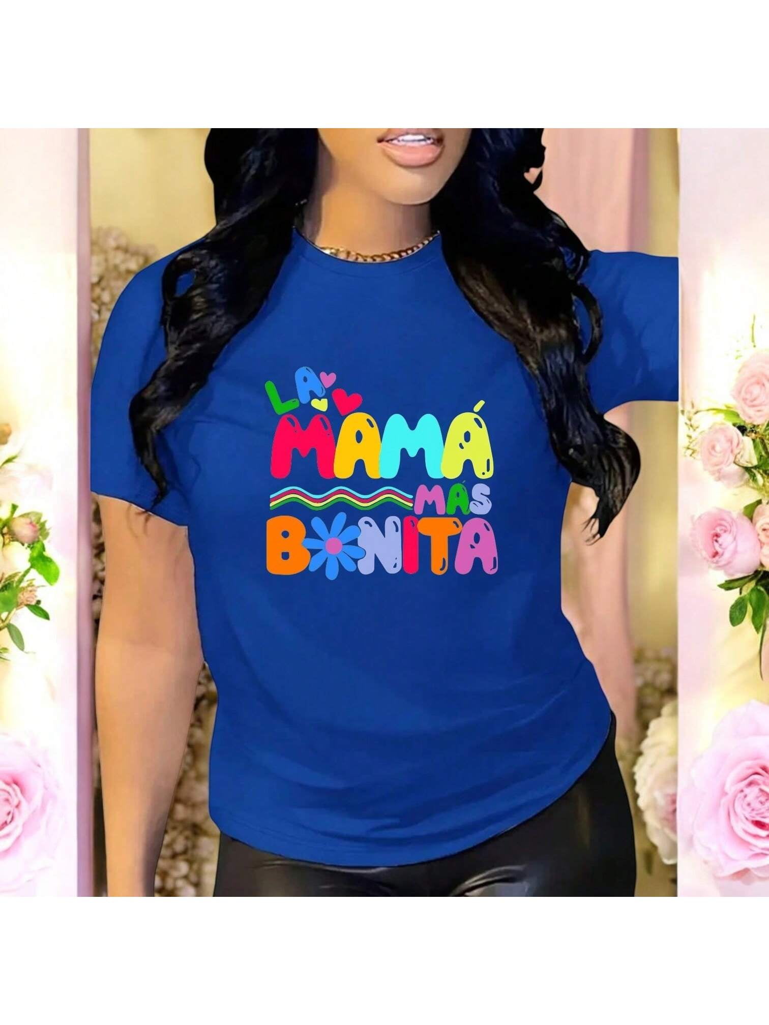 Mama Color:blue Camiseta La Mamá Más Bonita Día De Las Madres, regalo del Día de la ...