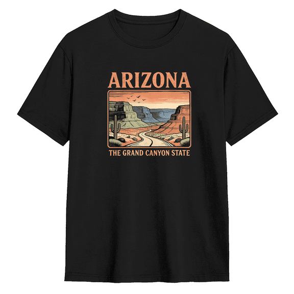 Arizona The Grand Canyon State Vintage Graphic Tee for Men and Women, Outdoor Road Trip Cotton Short Sleeves T-Shirt