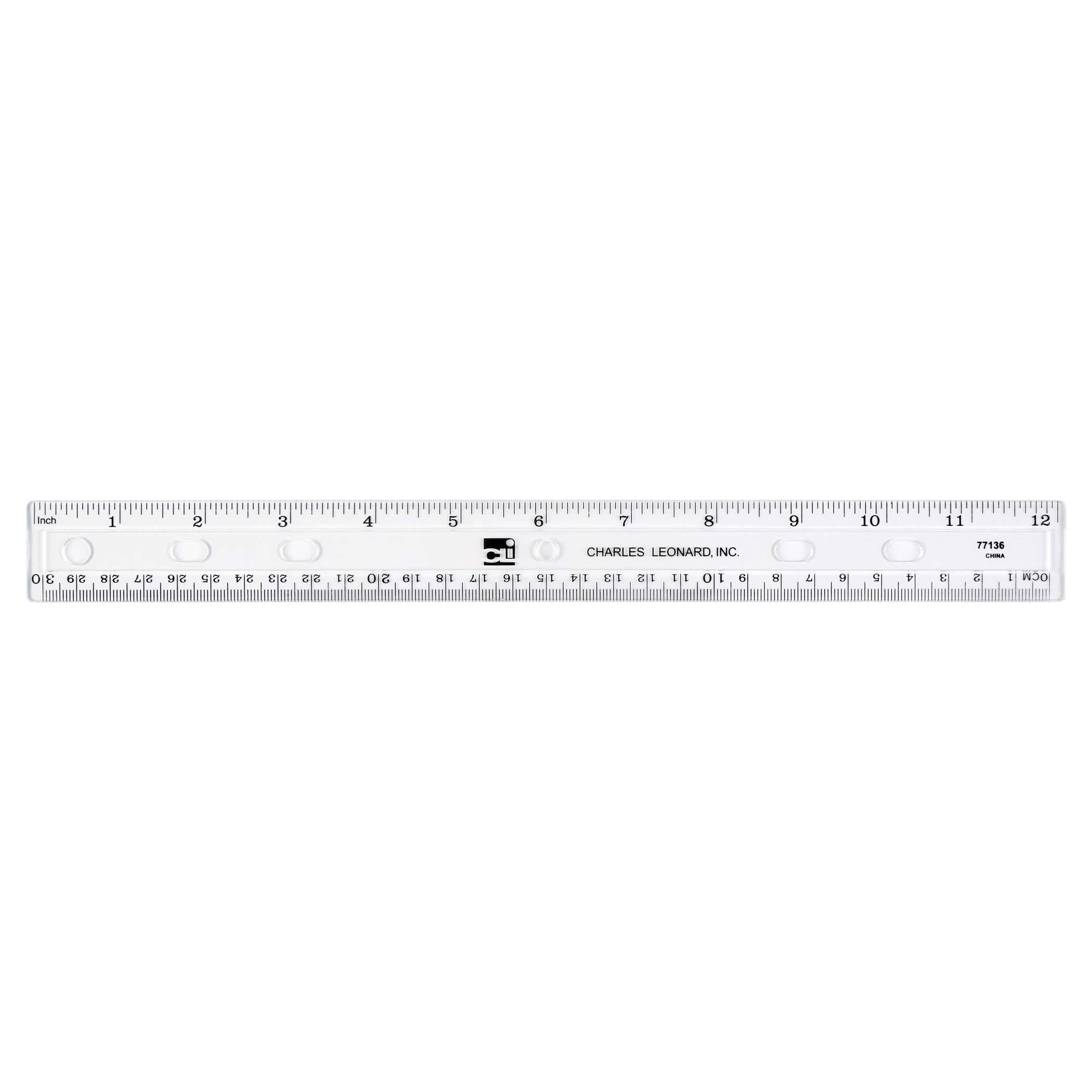 Charles Leonard Plastic Ruler, 12-Inch, Clear, Pack of 36