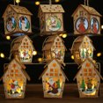 thumbnail image 4 of Casa de madera con luz LED, adornos navideños DIY, cabaña luminosa, árbol de Navidad colgante, adornos de Navidad, regalo para niños, Año Nuevo, 4 of 4