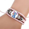 thumbnail image 2 of Pulsera con dije de Lilo y Stitch, elegante joyería de cuero con cuentas para mujeres y niñas, ideal como regalo de cumpleaños., 2 of 5