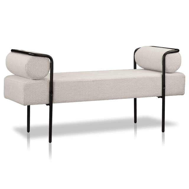Bouclair Banc en Tissu Avoine et Métal Noir