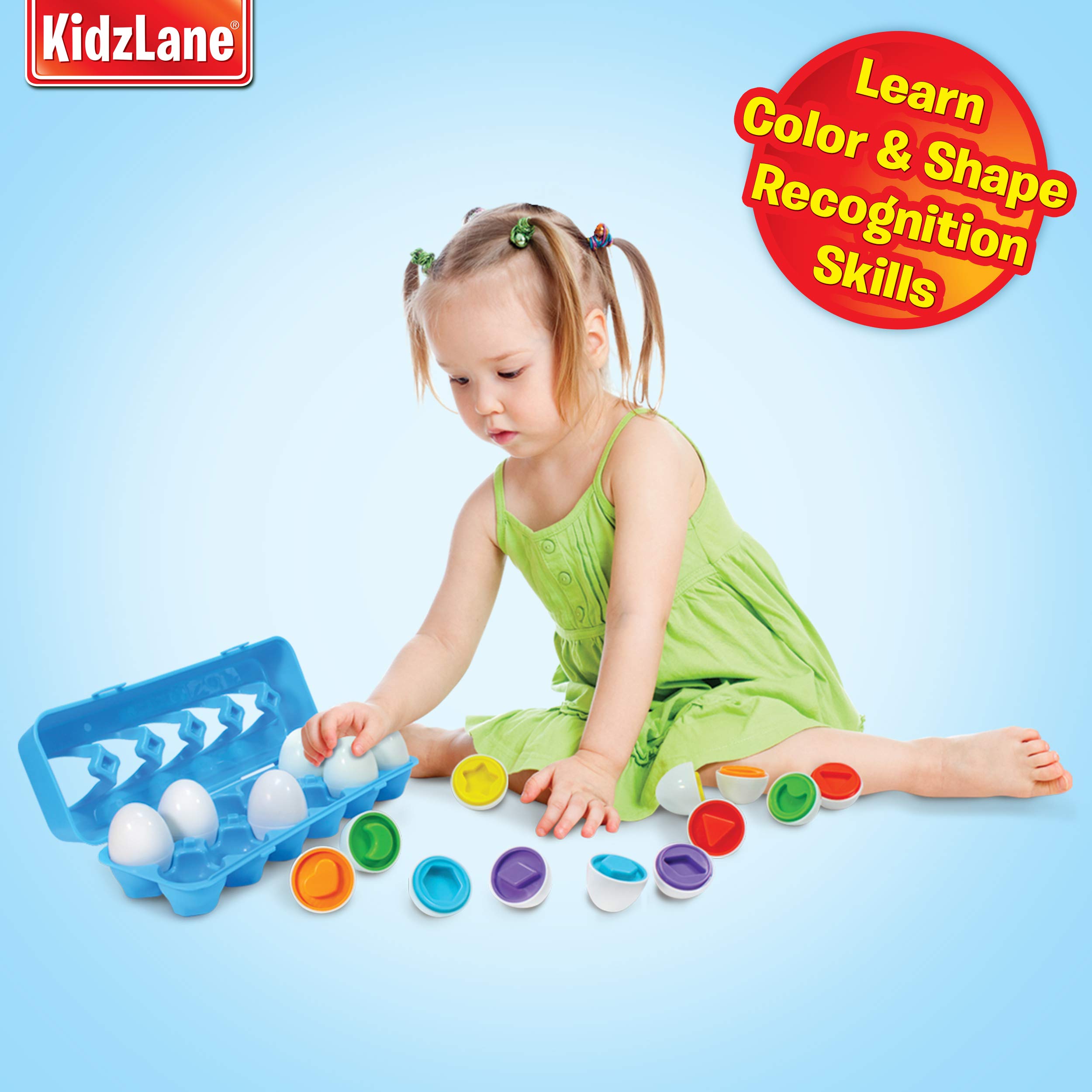 "Kidzlane Sorting & Matching Educational Egg Toy – Teach Colors, Shapes & Fine Motor Skills - 12 Sturdy Eggs in Plastic Carton – 100% Toddler & Child Safe 18M+" - image 5 of 6
