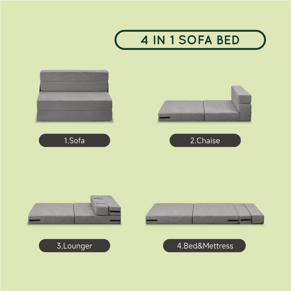 Z-hom Folding Sofa Bed, Convertible Sleeper Chair, Small Futon Boneless Sofa with Pillow for Apartment Dorm Living Room Bedroom, Twin Size