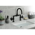 thumbnail image 2 of Kingston Brass KS2170RX Belknap Industrial Style Wheel Handle Bridge Bathroom Faucet with Pop-Up Drain, Matte Black, 2 of 8